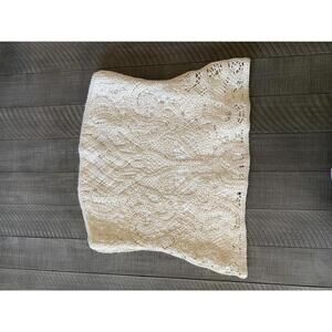 White House Black Market cream and white strapless crochet bustier